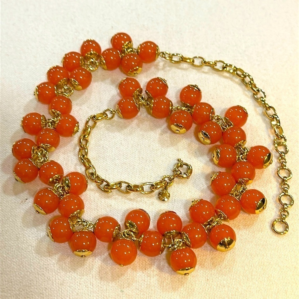 J. Crew Orange and Gold Beaded Necklace